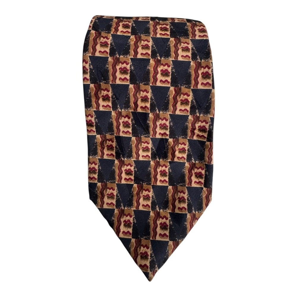 Vintage Ferrell Reed Tie Mens Silk Geometric Hickey's Grosse Pointe Italy 90s